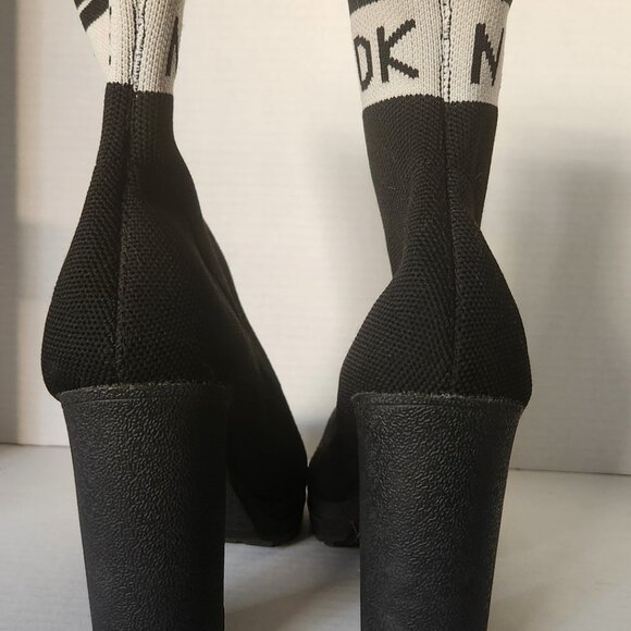 DKNY Tessa Knitted Monogram Platform Sock Ankle Boots - Picture 3 of 7